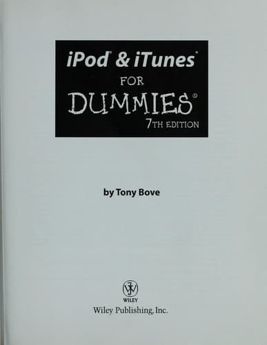 Tapa de iPod & iTunes for dummies