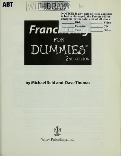 Tapa de Franchising for dummies