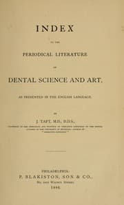 Tapa de Index to the periodical literature of dental science and art