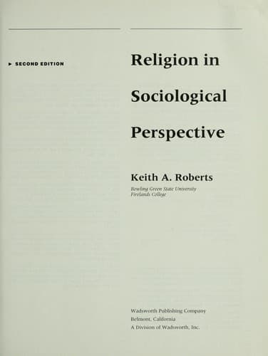 Tapa de Religion in sociological perspective