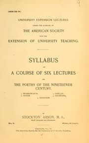 Tapa de Syllabus of a course of six lectures on the poetry of the nineteenth century