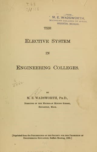 Tapa de The elective system in engineering colleges