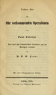 Tapa de Ueber die am Ohr vorkommenden Operationen