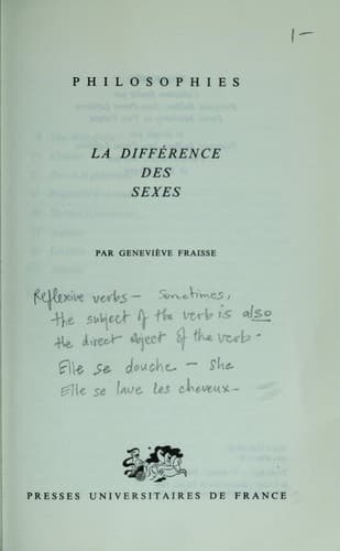 Tapa de La différence des sexes