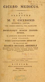 Tapa de Cicero medicus, h. e., Selectos e M.T. Ciceronis operibus locos