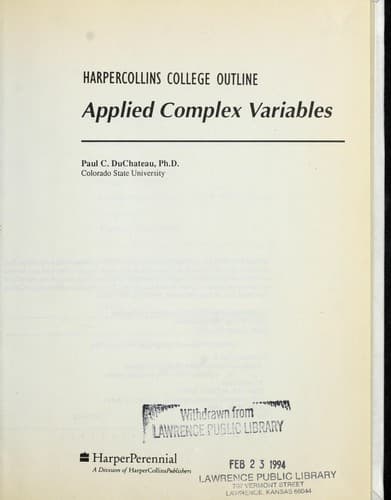 Tapa de Applied complex variables