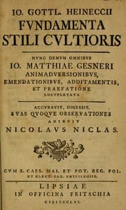 Tapa de Io. Gottl. Heineccii fundamenta stili cultioris