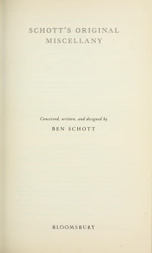 Tapa de Schott's original miscellany