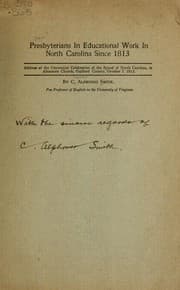 Tapa de Presbyterians in educational work in North Carolina since 1813