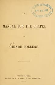 Tapa de Manual for the chapel of Girard College