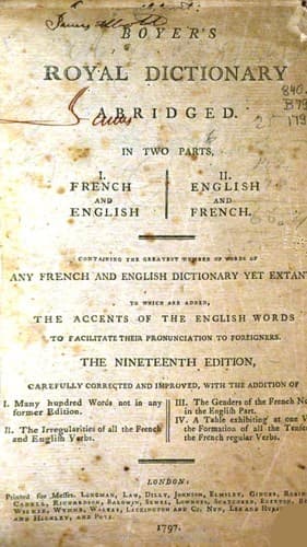 Tapa de Boyer's Royal Dictionary Abridged.