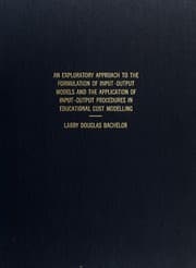 Tapa de An exploratory approach to the formulation of input-output models and the application of input-output procedures in educational cost modeling