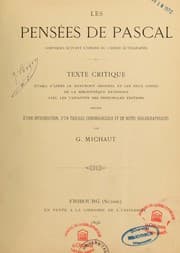 Tapa de Les Pensées de Pascal, disposées suivant l'ordre du cahier autographe