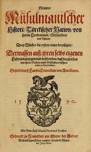 Tapa de Neuwer musulmanischer Histori türckischer Nation von jhrem Herkommen, Geschichten vnd Thaten