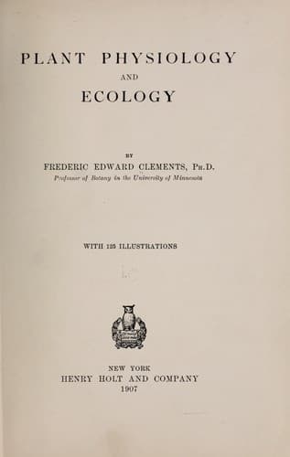 Tapa de Plant physiology and ecology