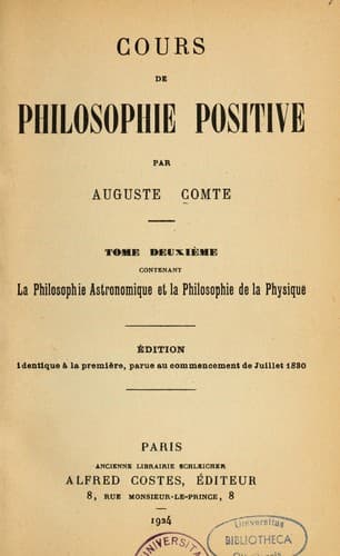 Tapa de Cours de philosophie positive