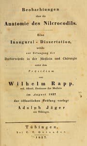 Tapa de Beobachtungen über die Anatomie des Nilcrocodils