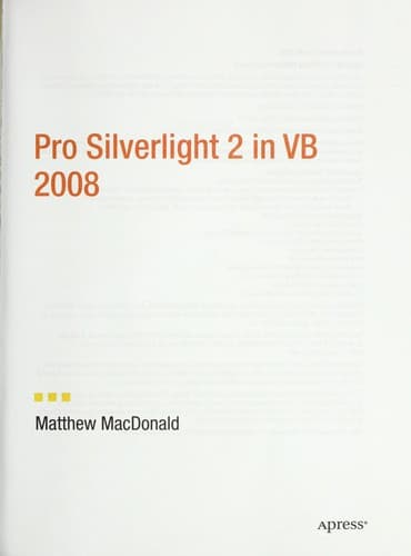 Tapa de Pro Silverlight 2 in VB 2008