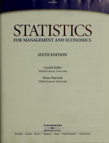 Tapa de Statistics for management and economics