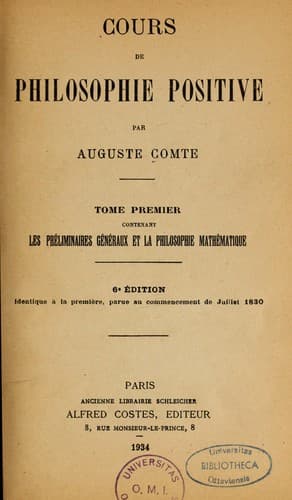 Tapa de Cours de philosophie positive