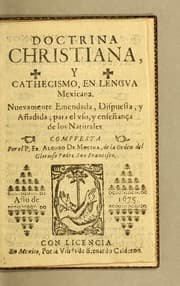Tapa de Doctrina christiana, y cathecismo, en lengua mexicana