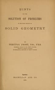 Tapa de Hints for the solution of problems in the third edition of Solid geometry