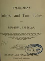 Tapa de Kachelman's interest and time tables and perpetual calendar