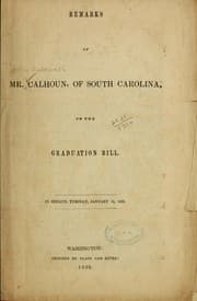 Tapa de Remarks of Mr. Calhoun of South Carolina, on the Graduation bill