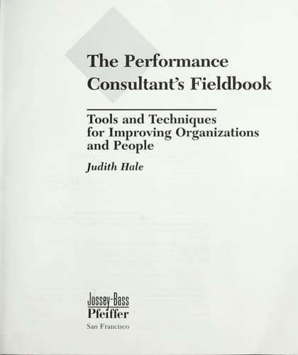 Tapa de The performance consultant's fieldbook