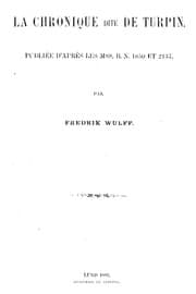 Tapa de La chronique dite de Turpin publiée d'après les mss. B. N. 1850 et 2137