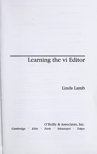 Tapa de Learning the vi editor