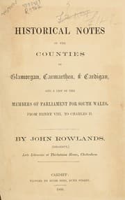 Tapa de Historical notes of the counties of Glamorgan, Carmarthen and Cardigan