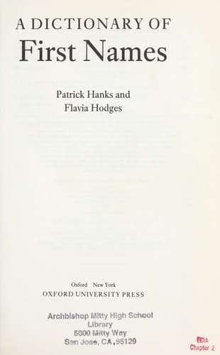Tapa de A Dictionary of First Names