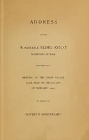 Tapa de Address of the Hon. Elihu Root, secretary of war