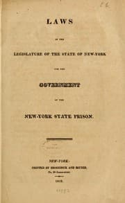 Tapa de Laws of the Legislature of the state of New-York for the government of the New-York state prison