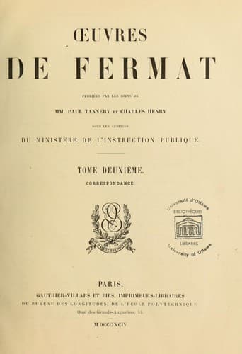Tapa de Oeuvres de Fermat
