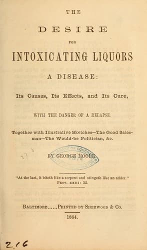 Tapa de The desire for intoxicating liquors a disease