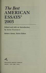 Tapa de The best American essays 2003