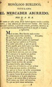 Tapa de Monólogo burlesco titulado El mercader aburrido