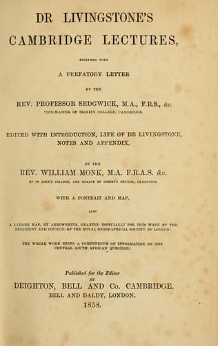 Tapa de Dr Livingstone's Cambridge lectures