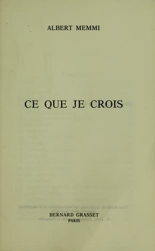 Tapa de Ce que je crois