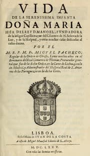 Tapa de Vida de la serenissima Infanta Doña Maria