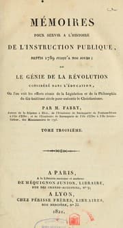 Tapa de Mémoires pour servir à l'histoire de l'instruction publique depuis 1789 jusquà nos jours, ou, Le Génie de la Révolution considéré dans l'éducation
