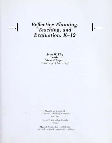 Tapa de Reflective planning, teaching, and evaluation, K-12