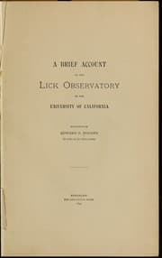 Tapa de A brief account of the Lick observatory of the University of California