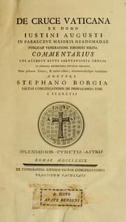 Tapa de De cruce Vaticana ex dono Iustini Augusti in parasceve maioris hebdomadae publicae venerationi exhiberi solita commentarius
