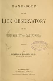 Tapa de Hand-book of the Lick observatory of the University of California