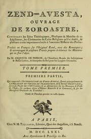 Tapa de Zend-Avesta, ouvrage de Zoroastre