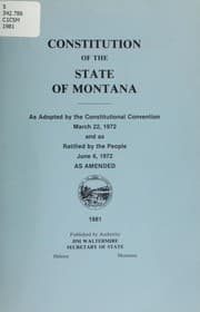 Tapa de Constitution of the State of Montana