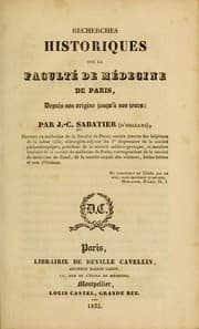 Tapa de Recherches historiques sur la Faculté de médecine de Paris